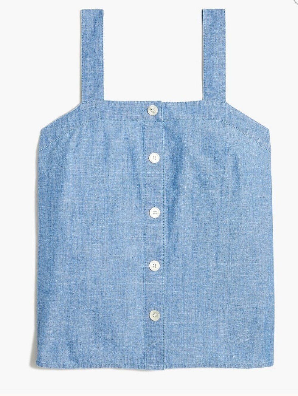 Denim Button-Front Tank Top - Blue - Picture 2 of 8